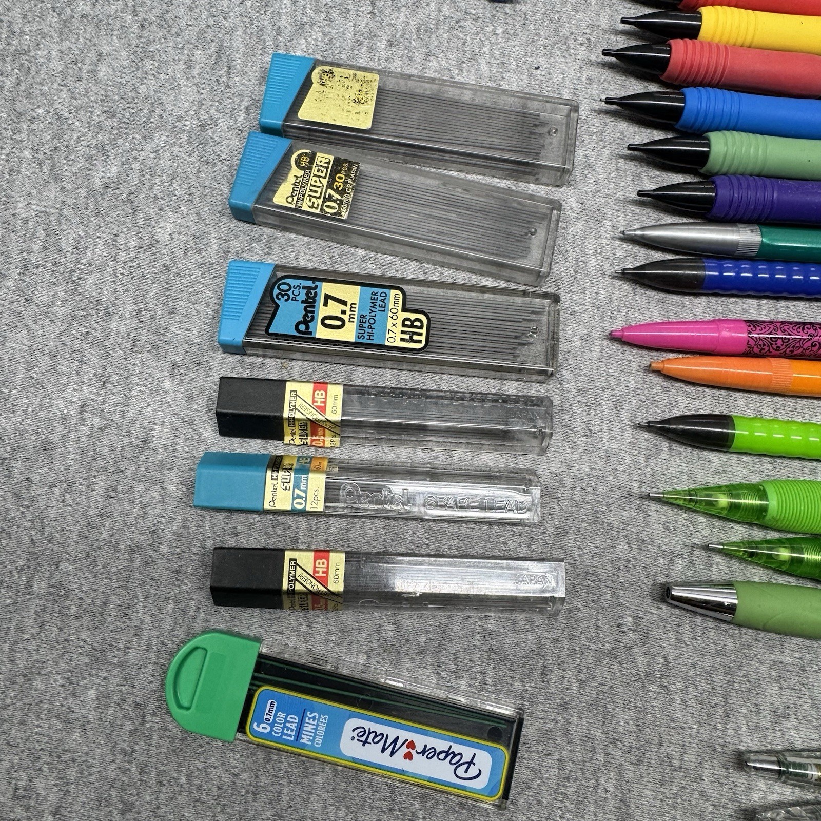 Lot Of 22 Mechanical Pencils 1 Eraser & 7 Lead Packs Pen+gear Paper Mate Bic