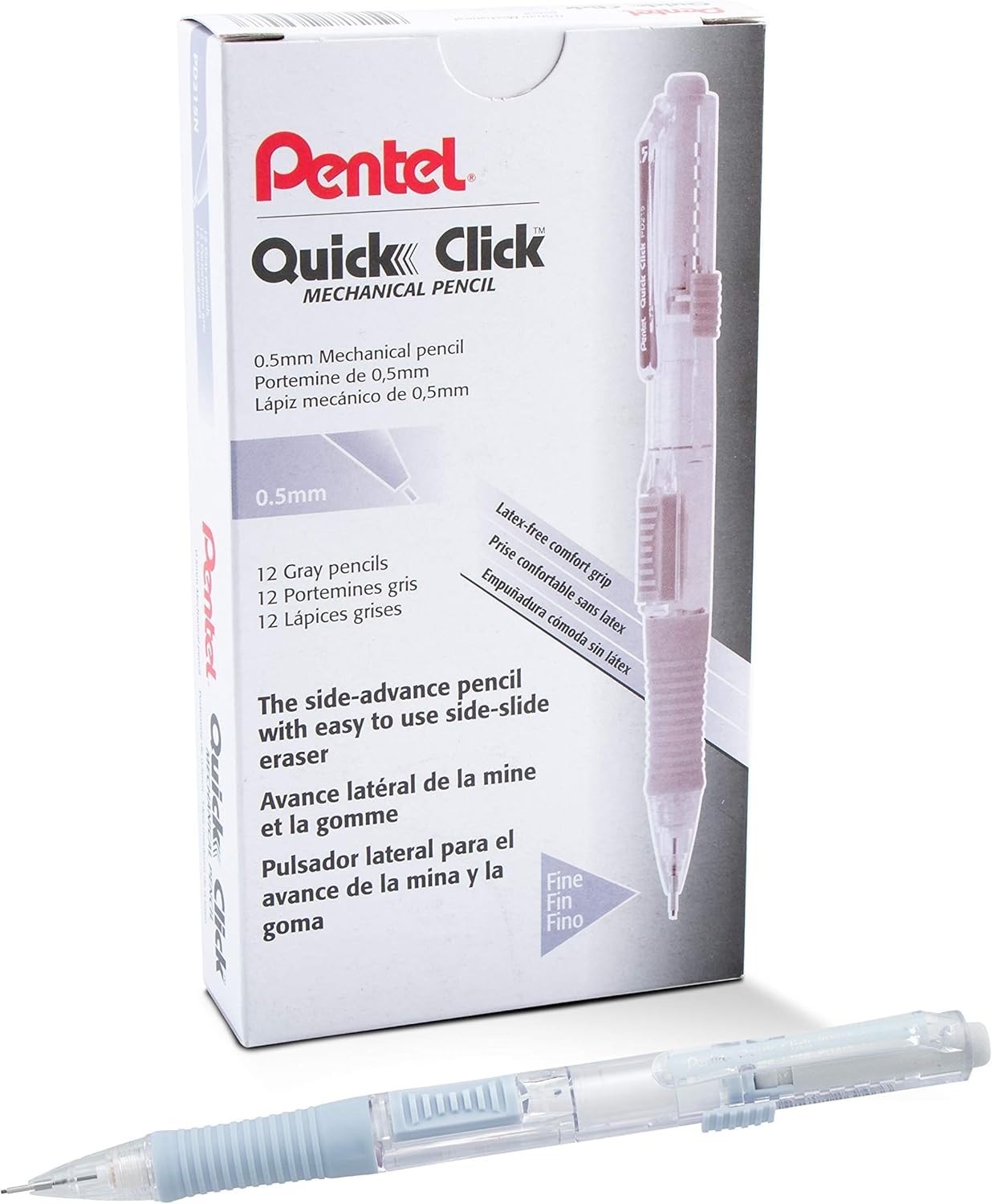 Quick Click 0.5mm Mechanical Pencil Set of 12 – Comfortable Gray Writing