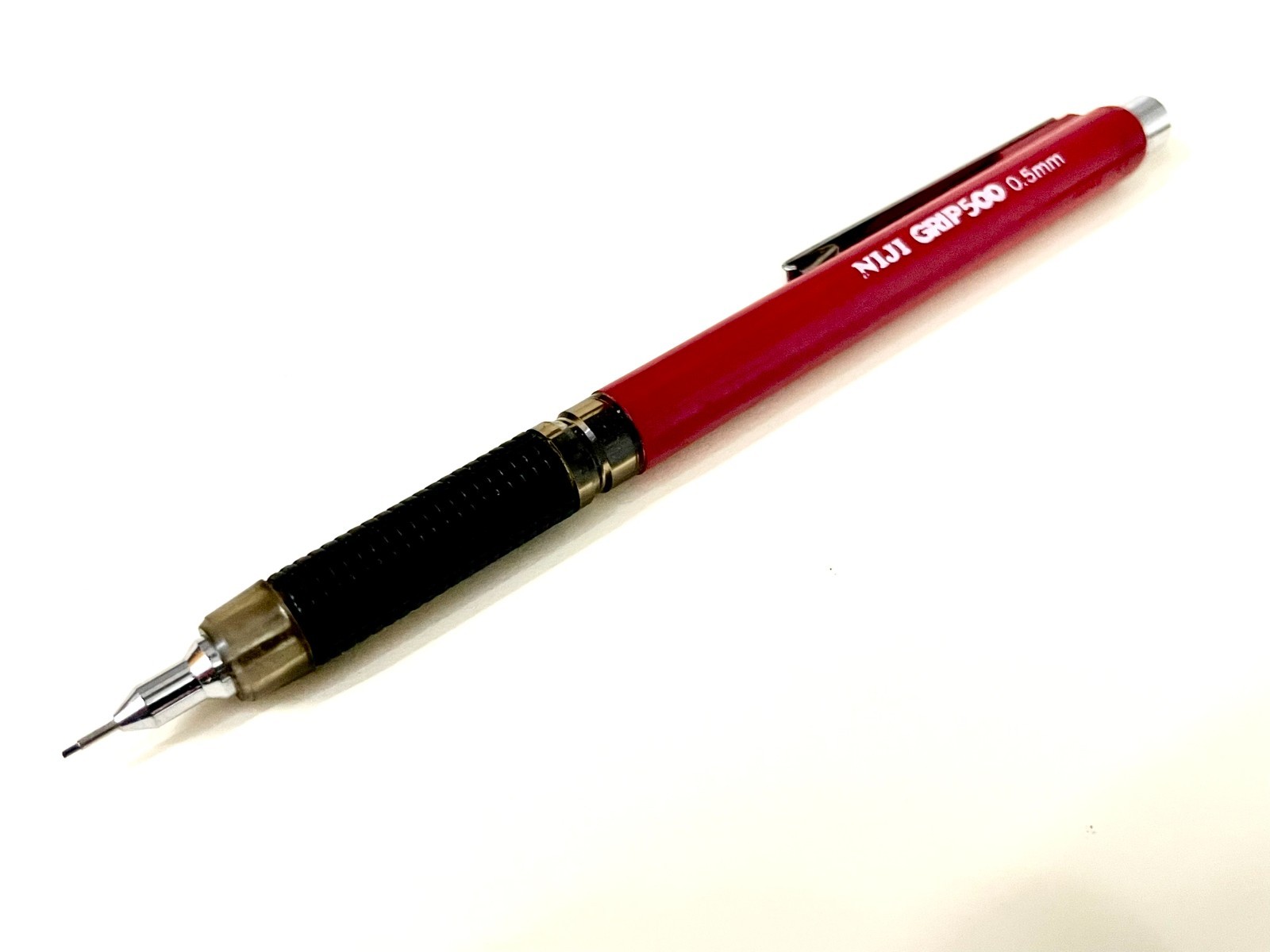 Niji Grip 500 Double Knock Mechanical Pencil Vintage Red Japan – 0.5mm Lead