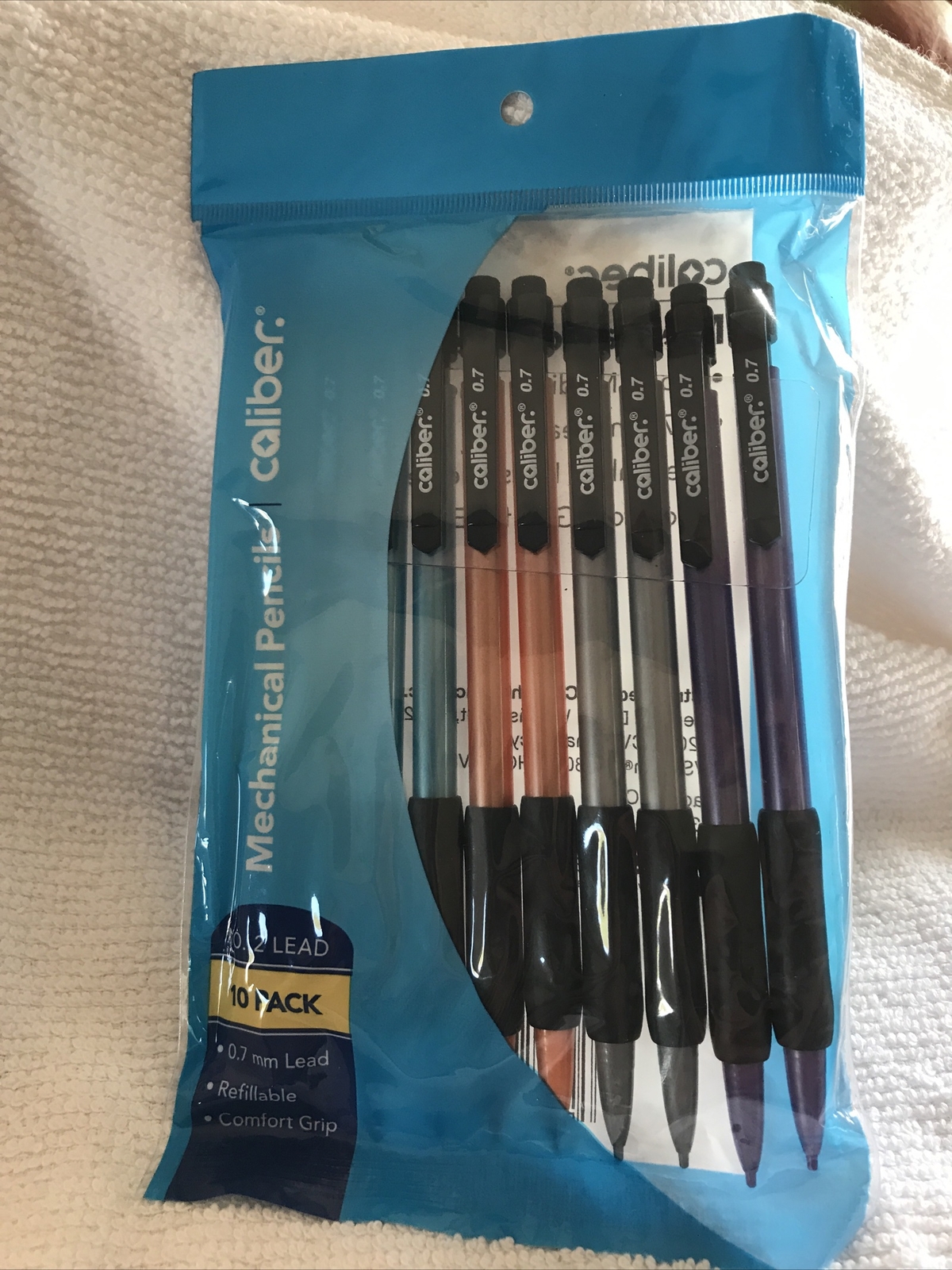 Caliber Mechanical Pencils 10 Pack-0.7mm #2 Lead-Refillable-Comfort Grip