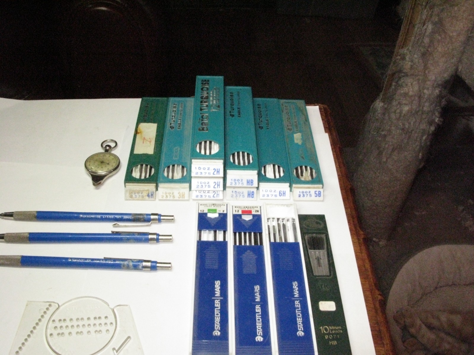 Lot 18 Vintage Staedtler Mars 780 Lead Holders, Leads, Berol Turquoise, Faber