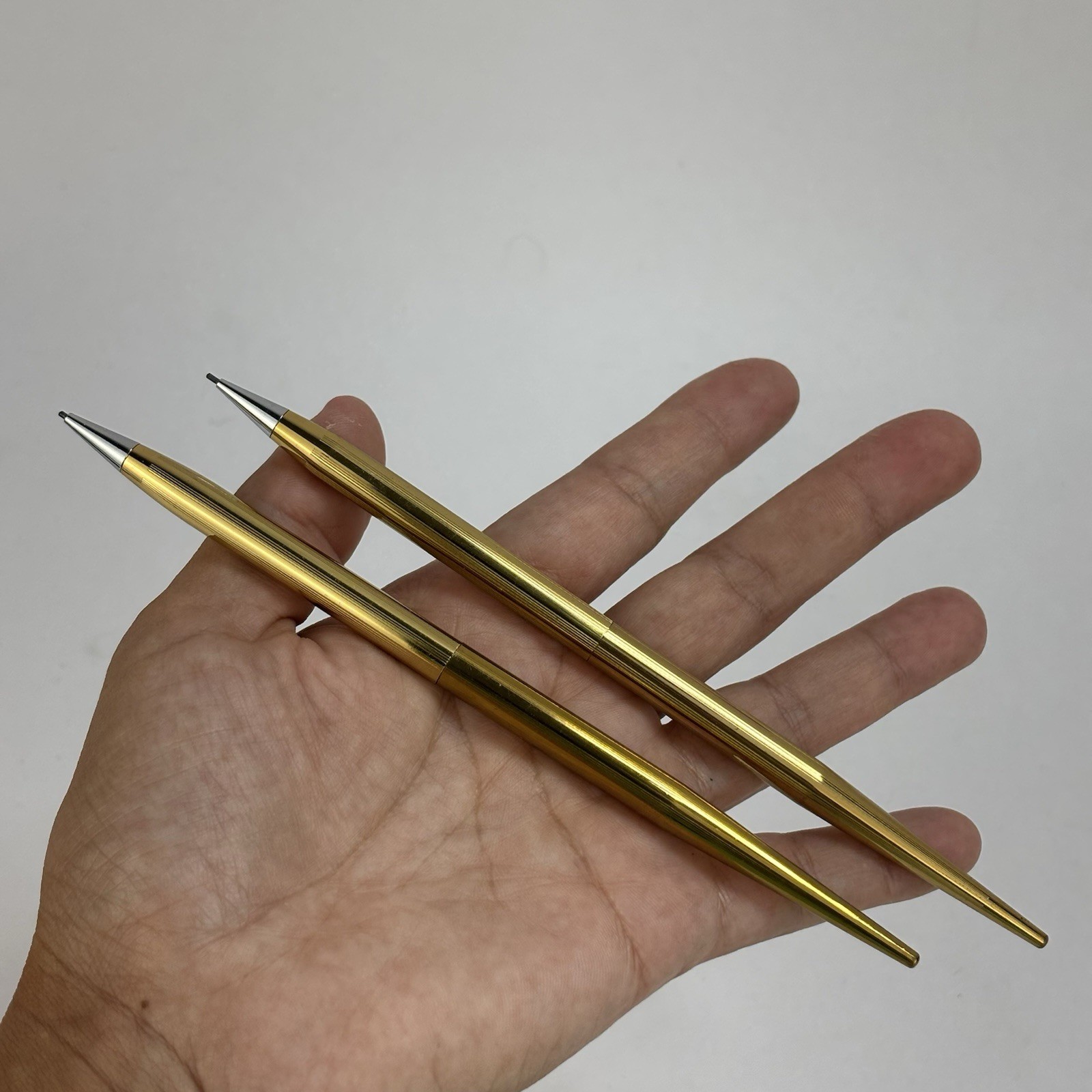 Vintage Mechanical Pencils (2) Unmarked Gold Tone Pointer End