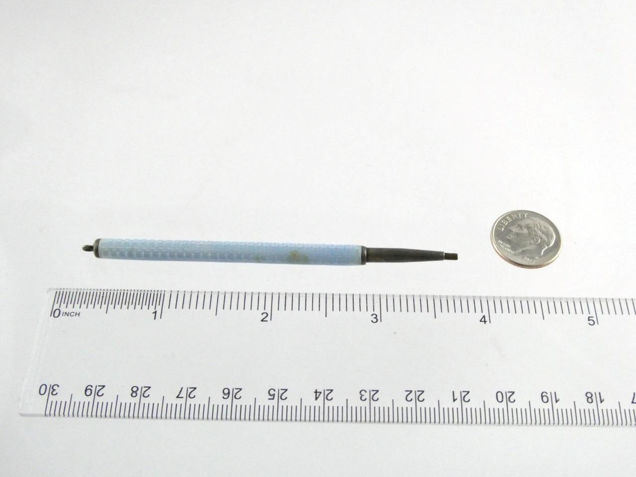 Vintage Gullioche Pale Blue Enamel Pencil Screwend Lead Up and Down