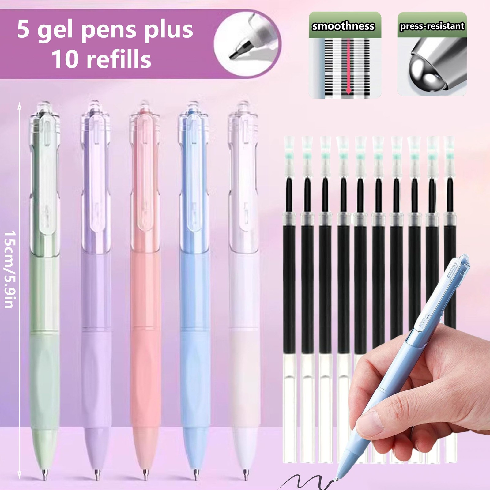 42 PCS Aesthetic School Supplies Large Pencil Case Marker Gel Pen Set