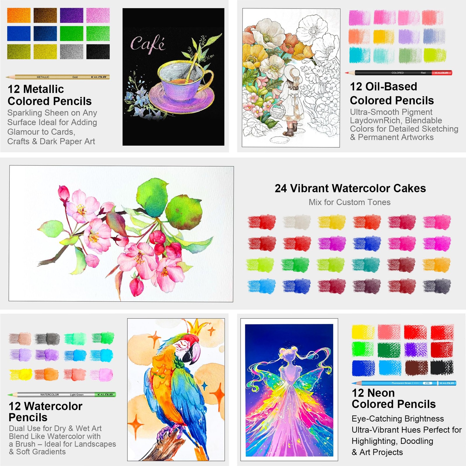 KALOUR 135 Drawing Set Sketching Kit,Art 1 Count (Pack of 135), Multicolor