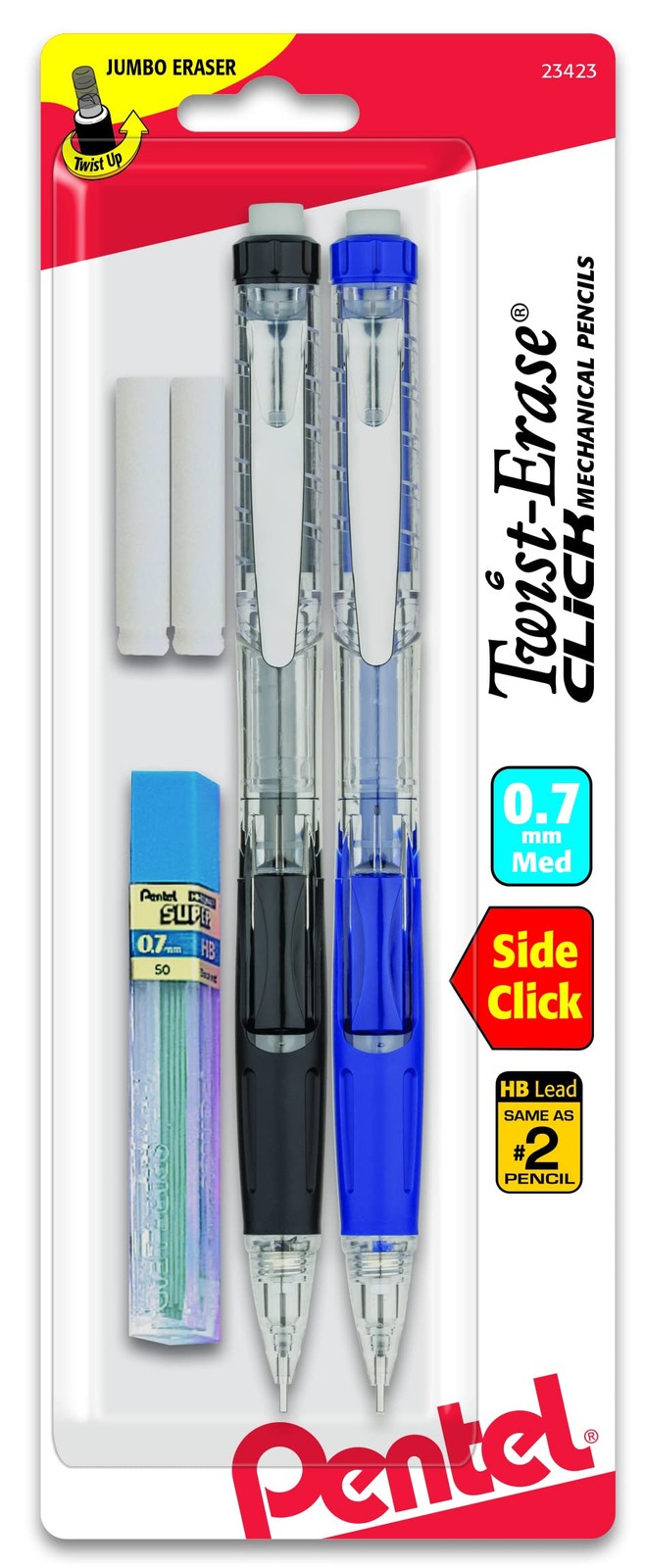 Pentel Twist Erase Mechanical Pencils 0.7mm Assorted Colors Pack of 2
