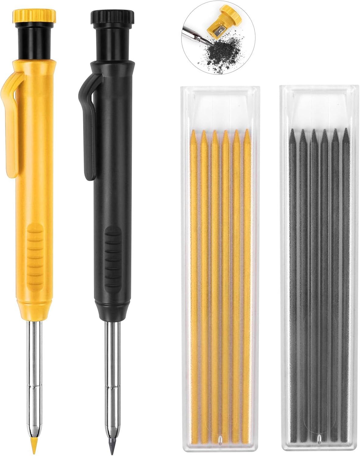2 Pack Carpenter Pencils Construction 1 Count (Pack of 2), Black, Yellow