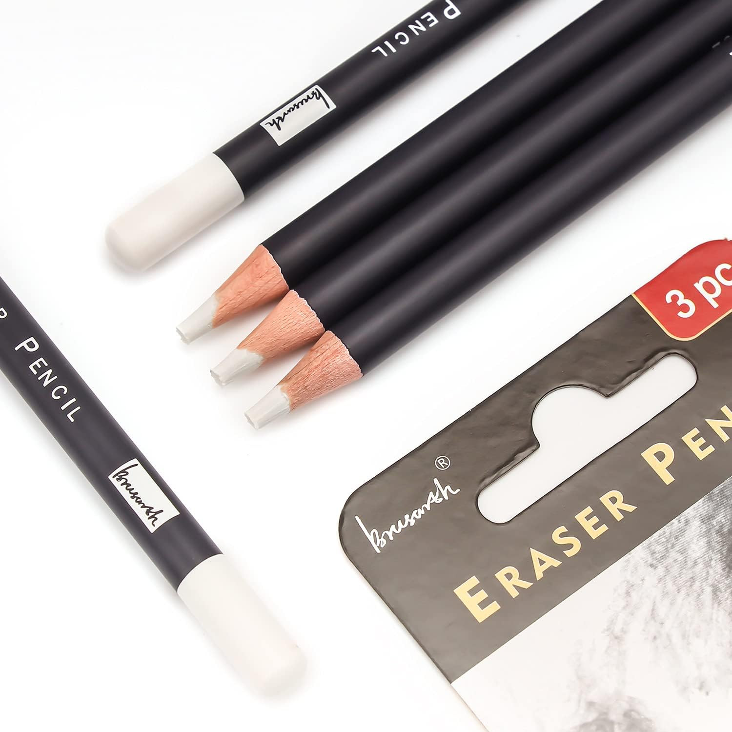 3Pc Eraser Set – Fine Detail Eraser for Sketching, Charcoal Drawings & Colored P