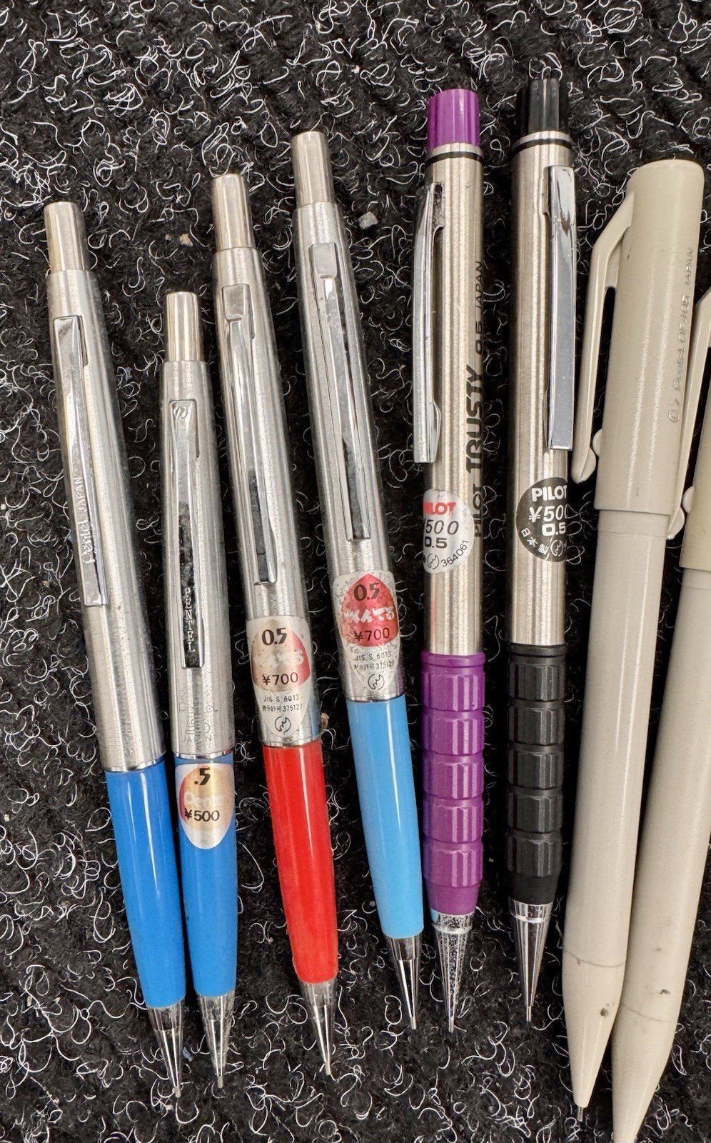 Vintage Japanese Mechanical Pencil Lot Pentel Mitsubishi Twist Erase P505 ML5