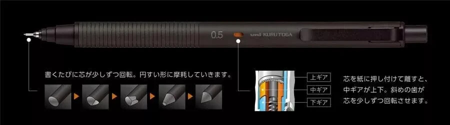 Uni Kuru Toga Metal 0.5mm Mechanical Pencil Phantom Gray M5-KH – NEW – Japan