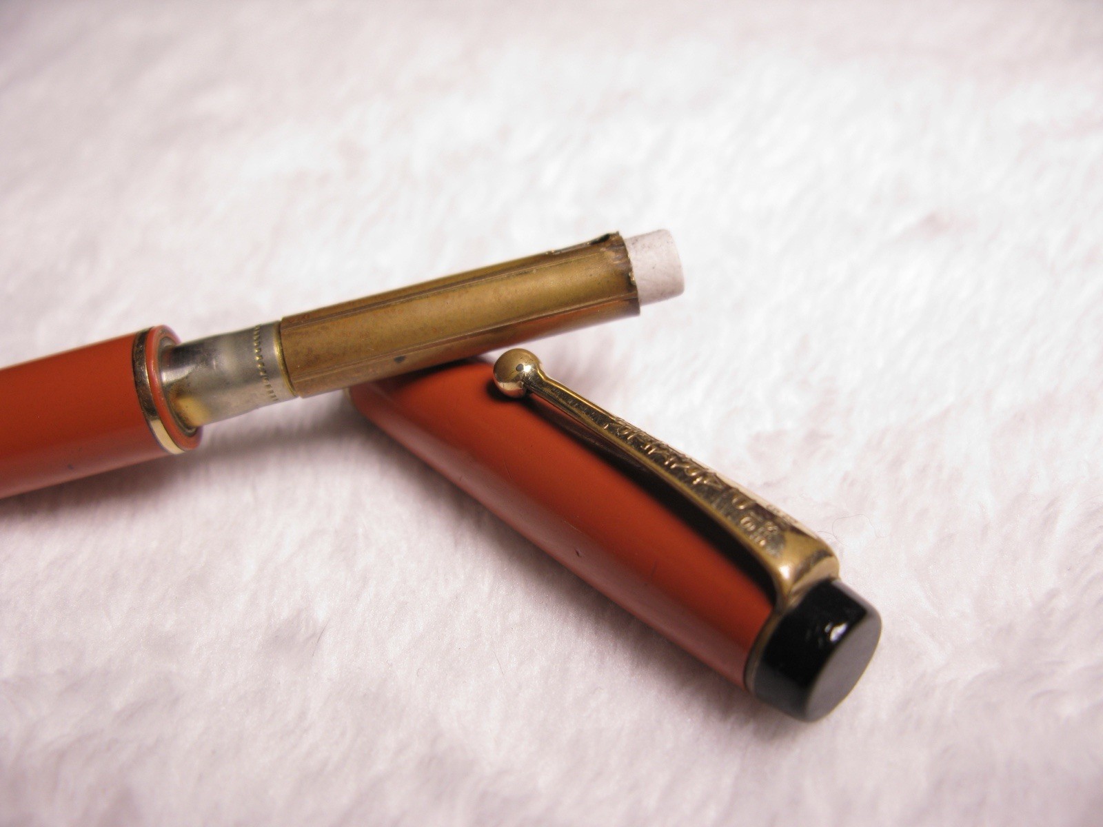 Parker Duofold Orange Vintage Mechanical Pencil Working Eraser and Lead