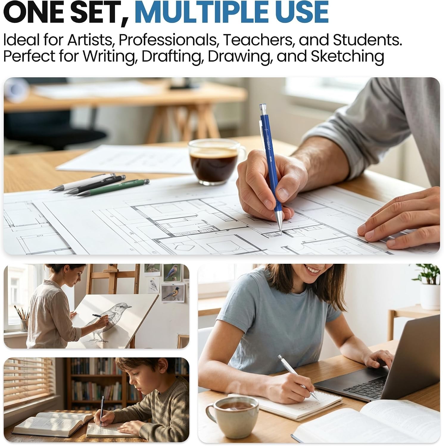 Precision Mechanical Pencil Set: 0.5 & 0.7mm – Ideal for Artists & Engineers