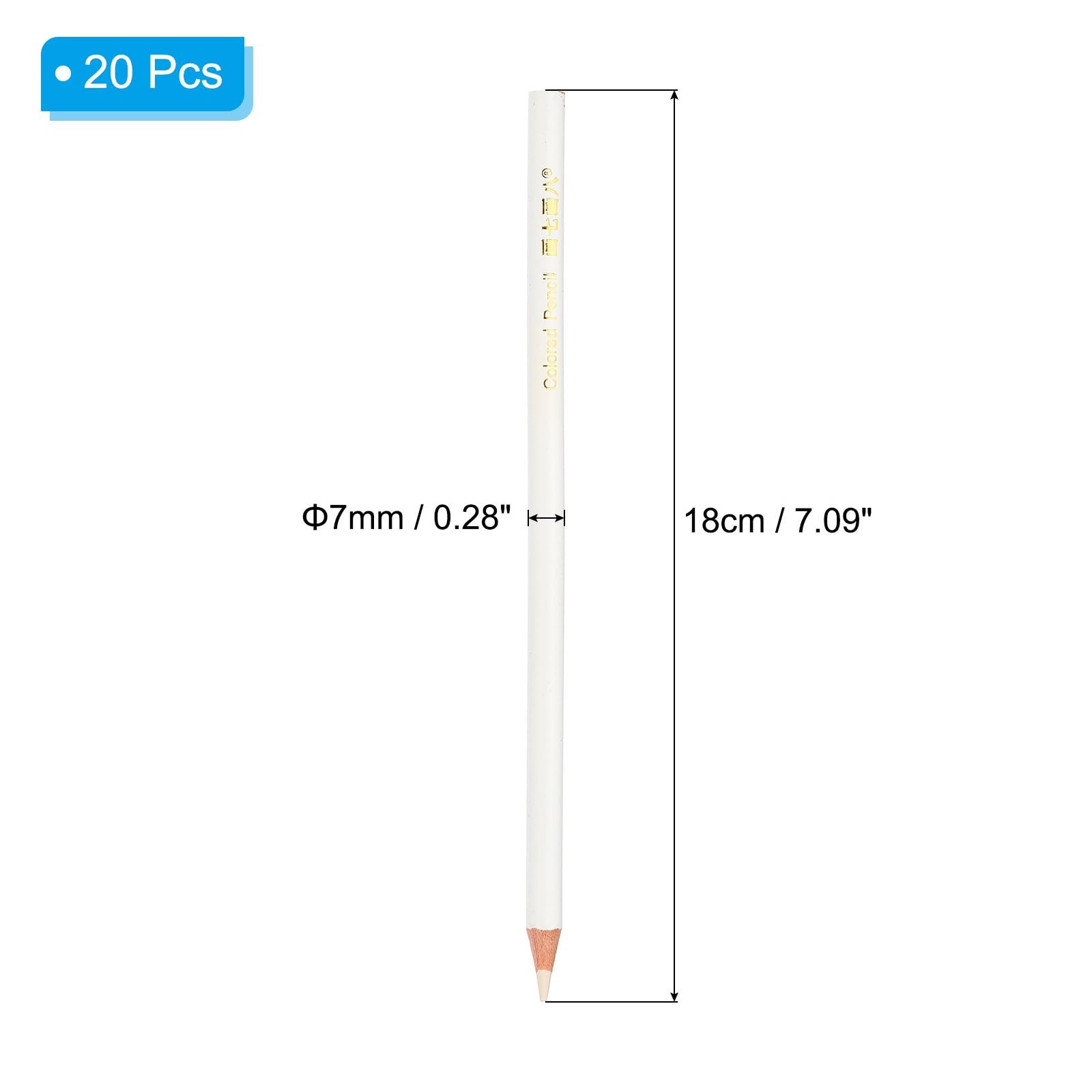 PATIKIL White Colored Pencils Set,20 Pcs Oil Color Wooden