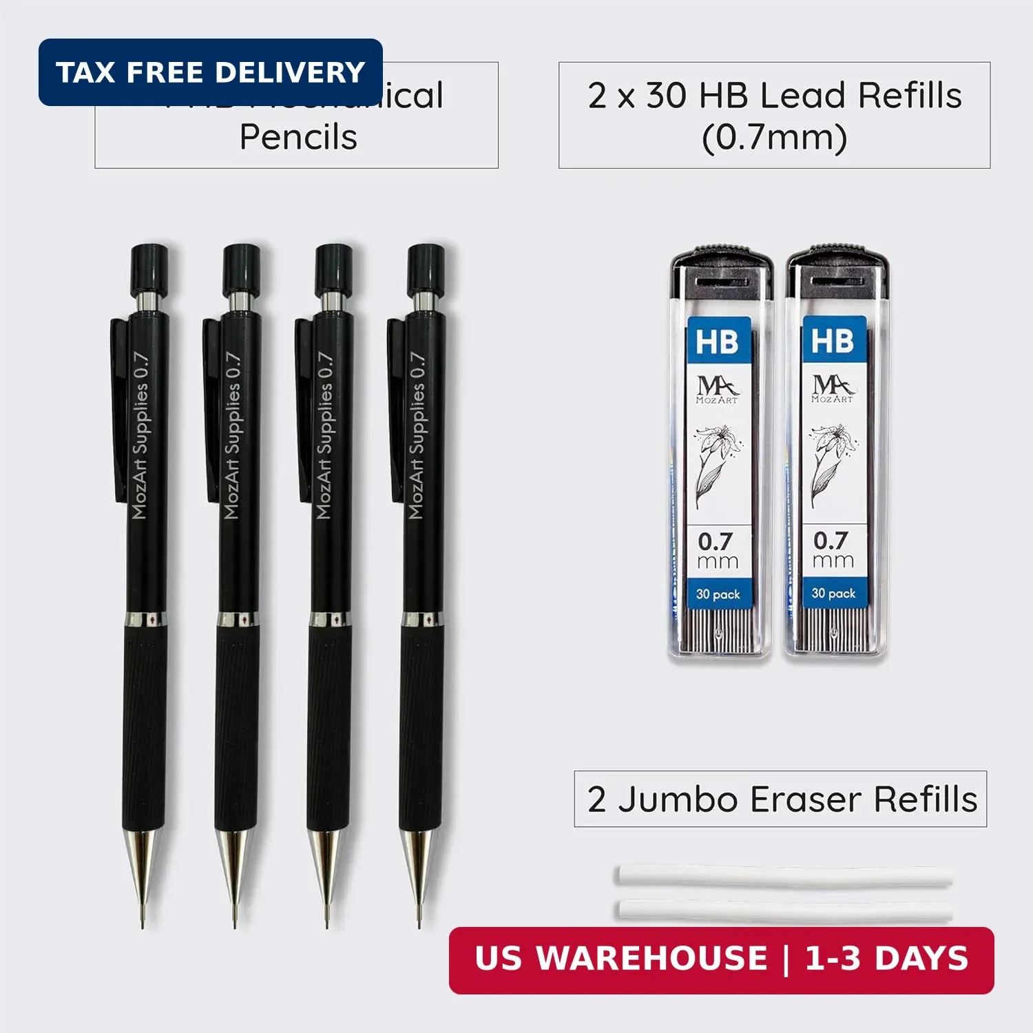 Elegant 0.7mm Mechanical Pencil Set with 60 Lead Refills & Eraser – Perfect Gift