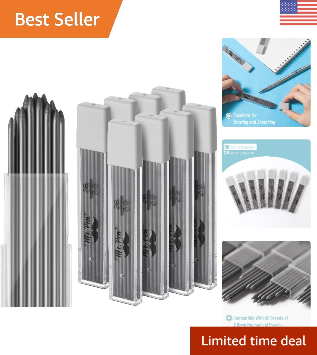 High-Quality 2 mm Lead Refills, 96 Pack – Essential for Woodworking & Drafting