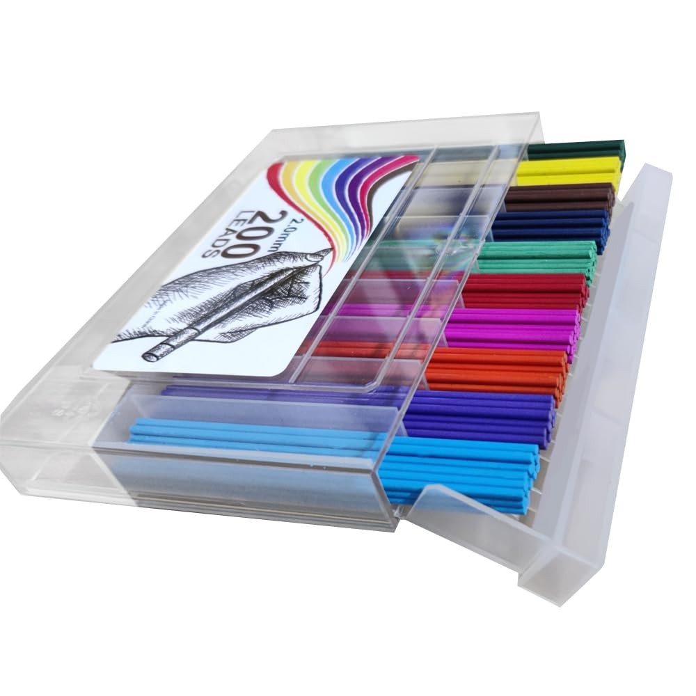 200pcs Mechanical Pencil Lead 2.0 Mm Colored Lead Refills with 1 Mechanical P…