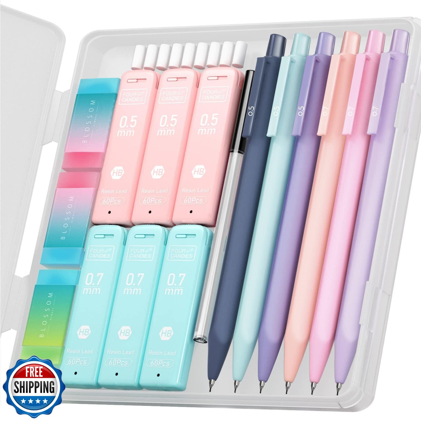 Four Candies Cute Mechanical Pencil Set, 6PCS Pastel Mechanical Pencils 0.5 a