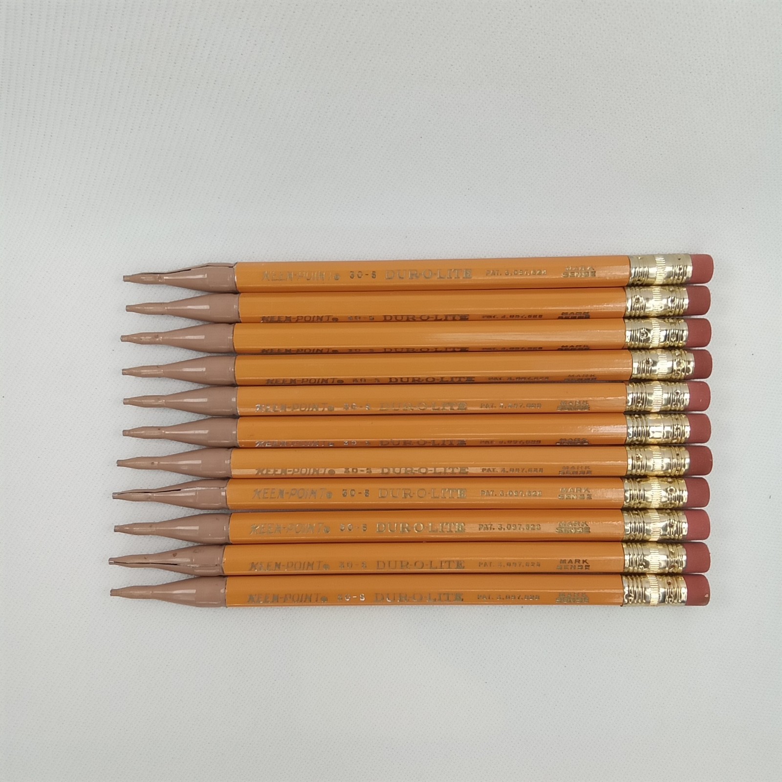 Vintage 1960s Keen Point Dur O Lite Yellow Metal Mechanical Pencil Set Of 11