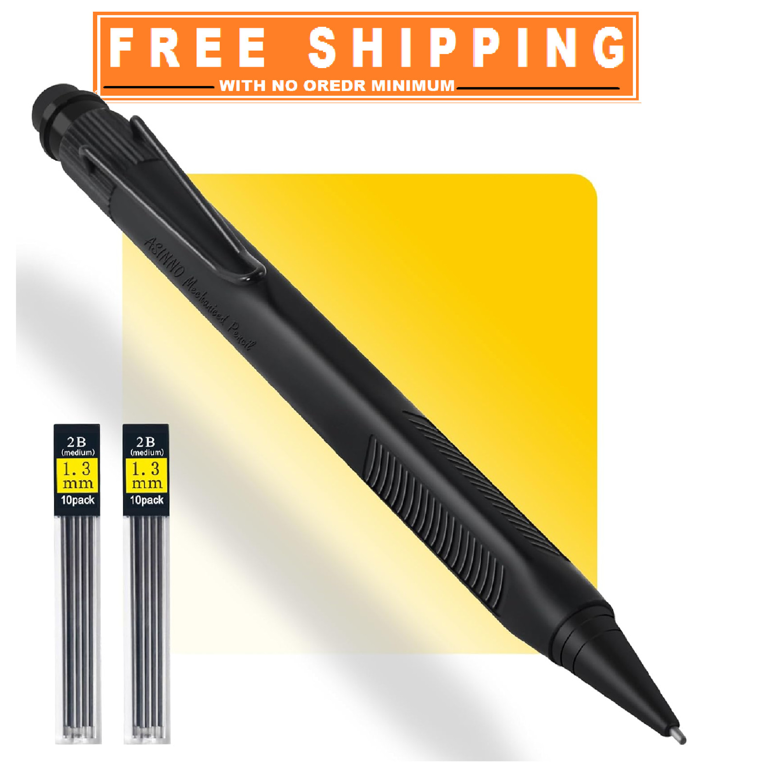 ASINNO 1.3 MM Mechanical Pencil Weatherproof 2B Dark Lead, Heavy Duty Mechanical