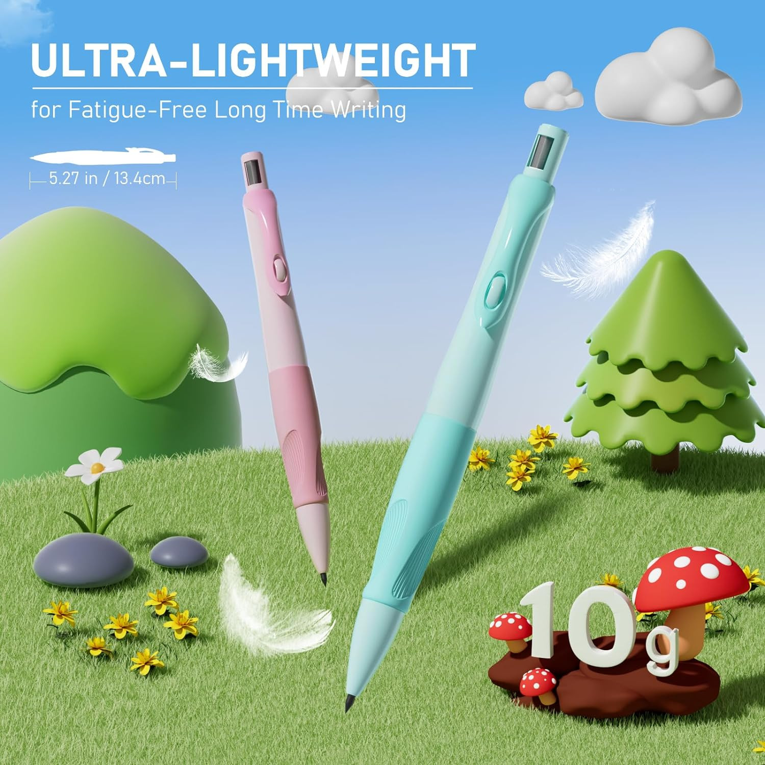 2.0MM Handwriting Pencils for Kids with Comfort Ergonomic Grip, 4PCS Cute Mechan