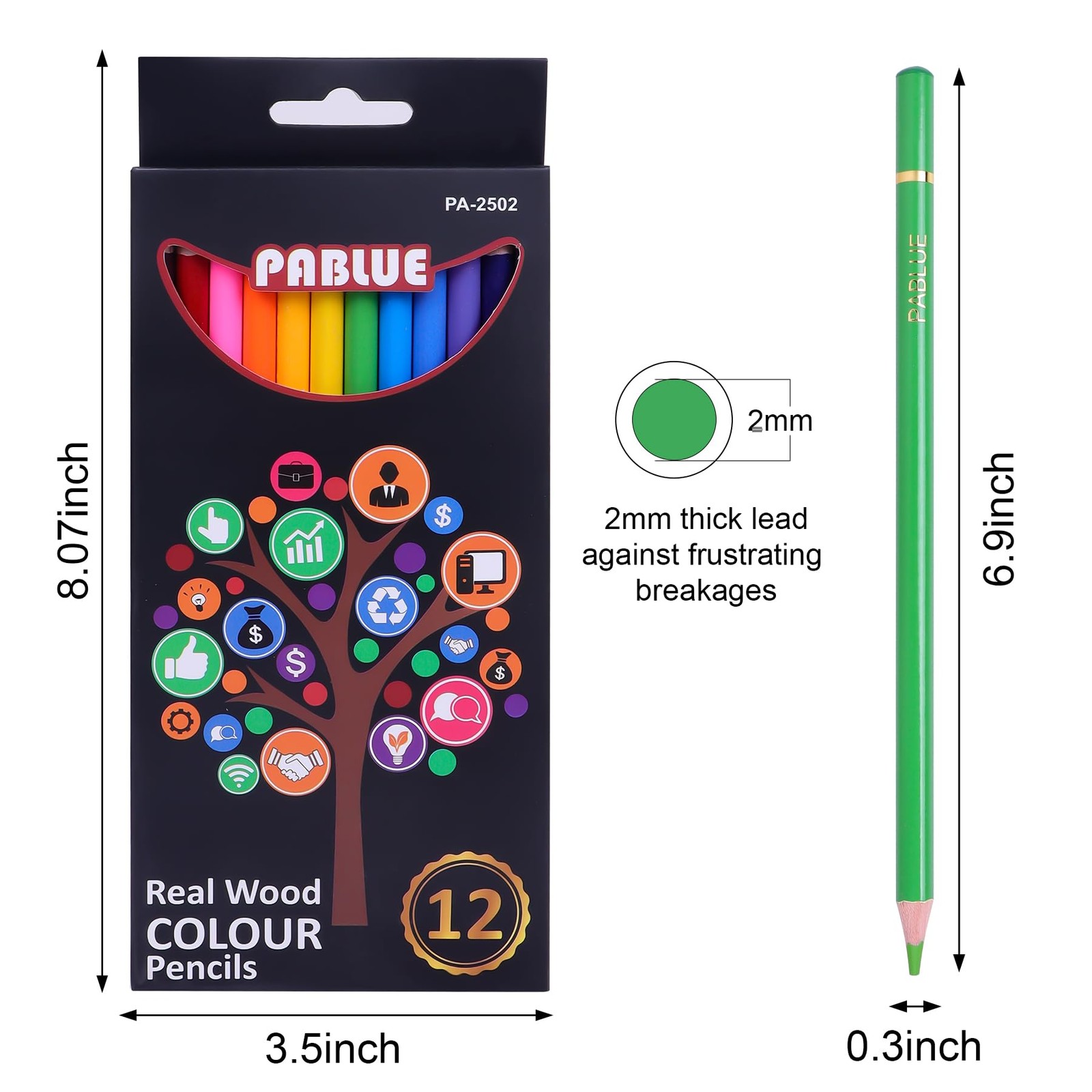 PABLUE Colored Pencils, Premium Soft 1 Count (Pack of 12), Multicolor-12pack