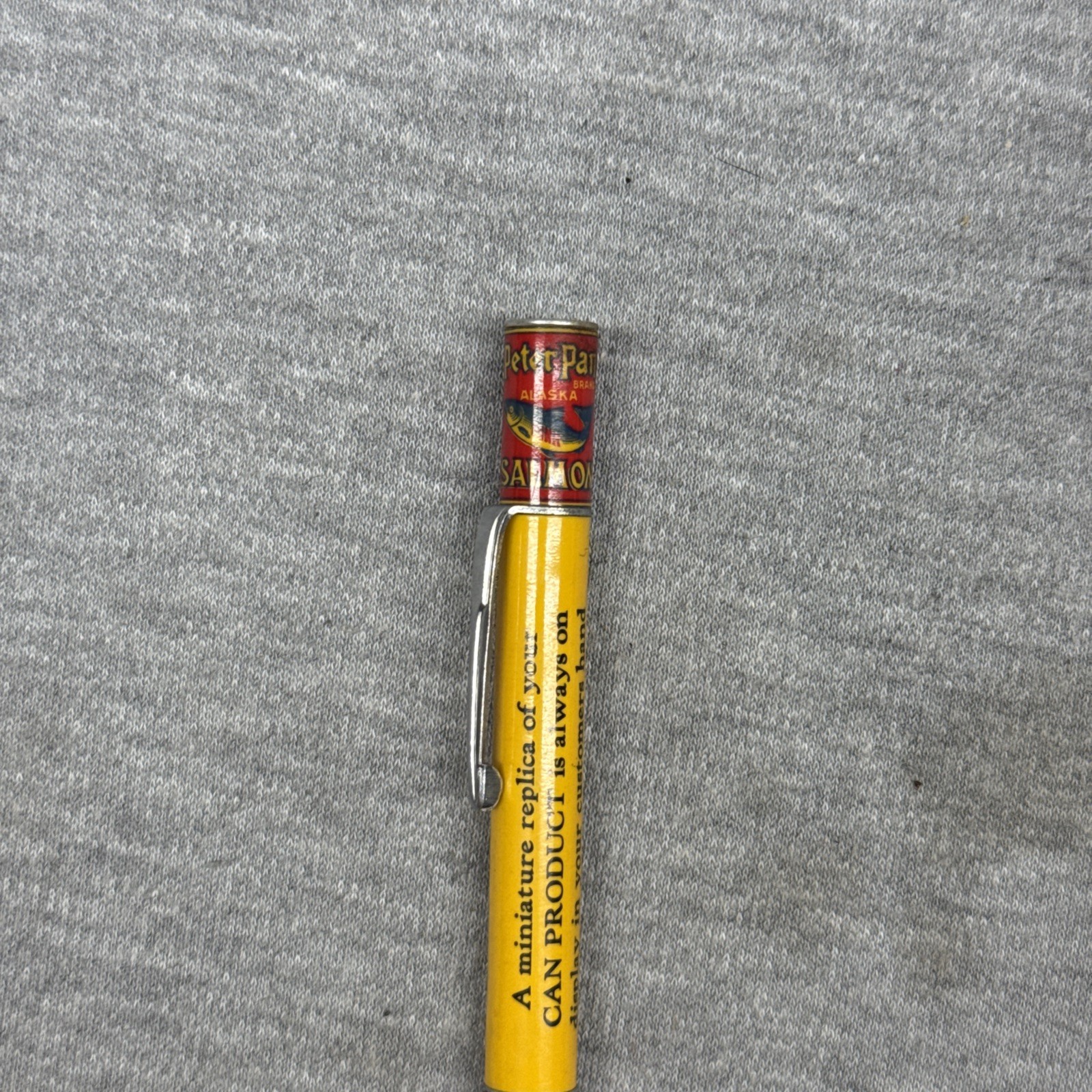 Vintage Ritepoint Mechanical Pencil Peter Pan Alaska Pink Salmon Can Top Sample