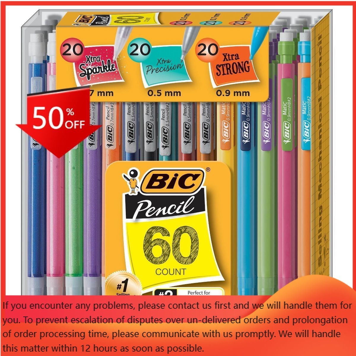 BIC Mechanical #2 Pencil Variety Pack 60ct: School Supplies, 0.7mm, 0.5mm, 0.9mm