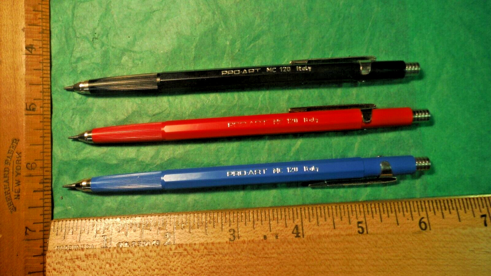 Drafting Drawing Mechanical Pencil Red Blue Black Lot of 3 Italy PROART MC 120