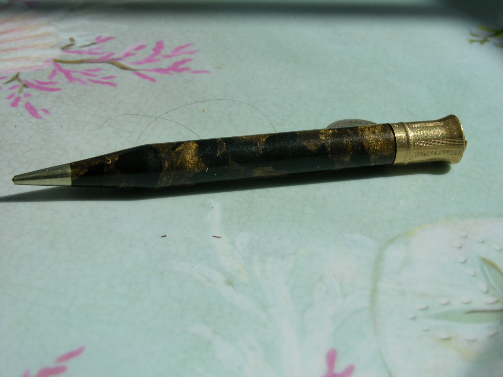 ANTIQUE GOLD FILLED GOLD MARBLED MECHANICAL PENCIL