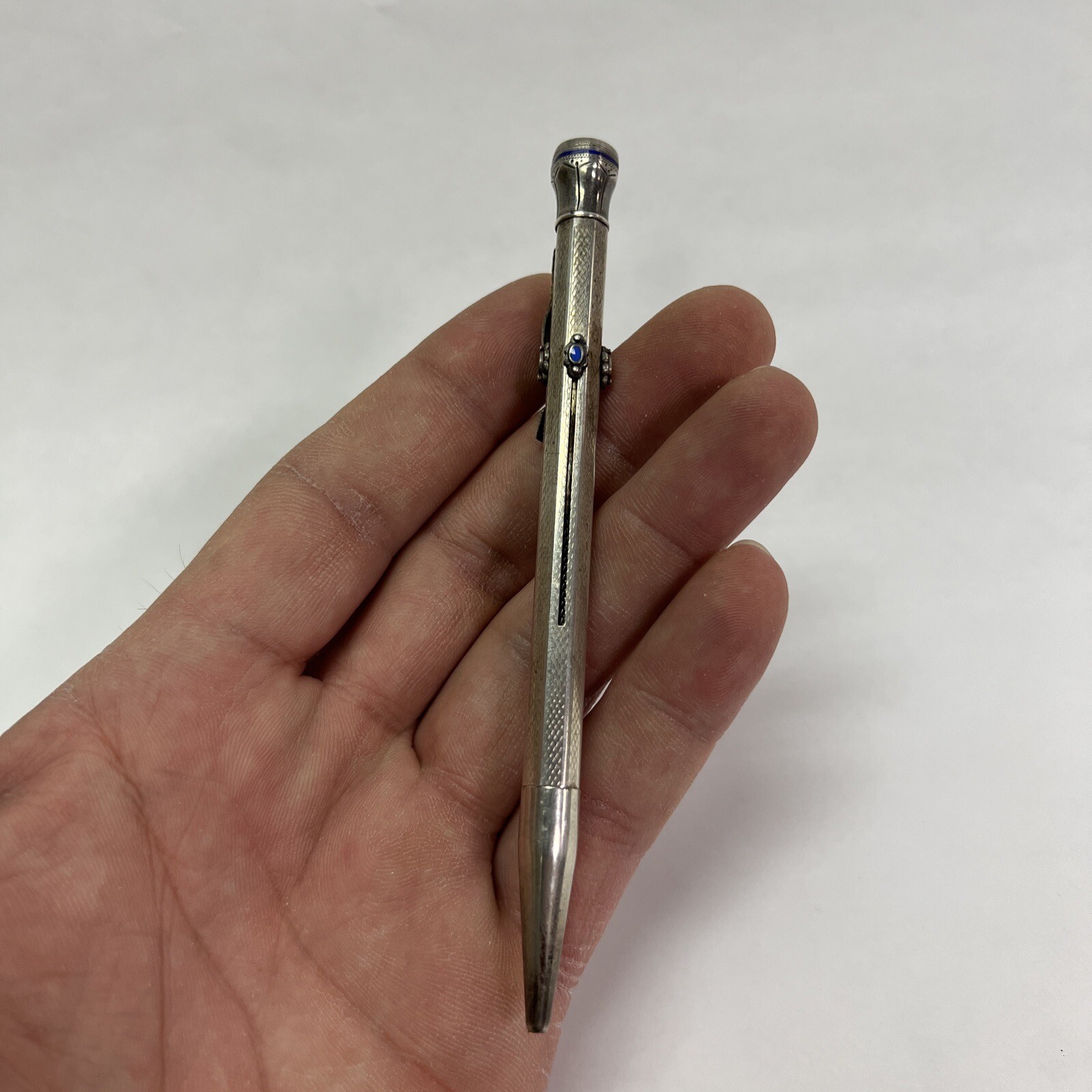 VINTAGE GOLDFINK MECHANICAL 4 COLOR PENCIL 900 SOLID SILVER AND ENAMEL