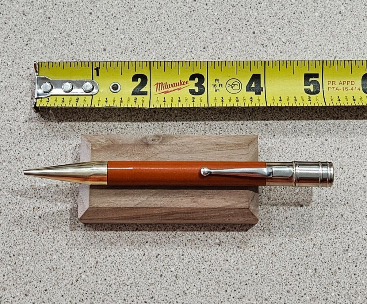 Vintage Unbranded Orange 5 Inch Long Mechanical Pencil & Eraser- Working