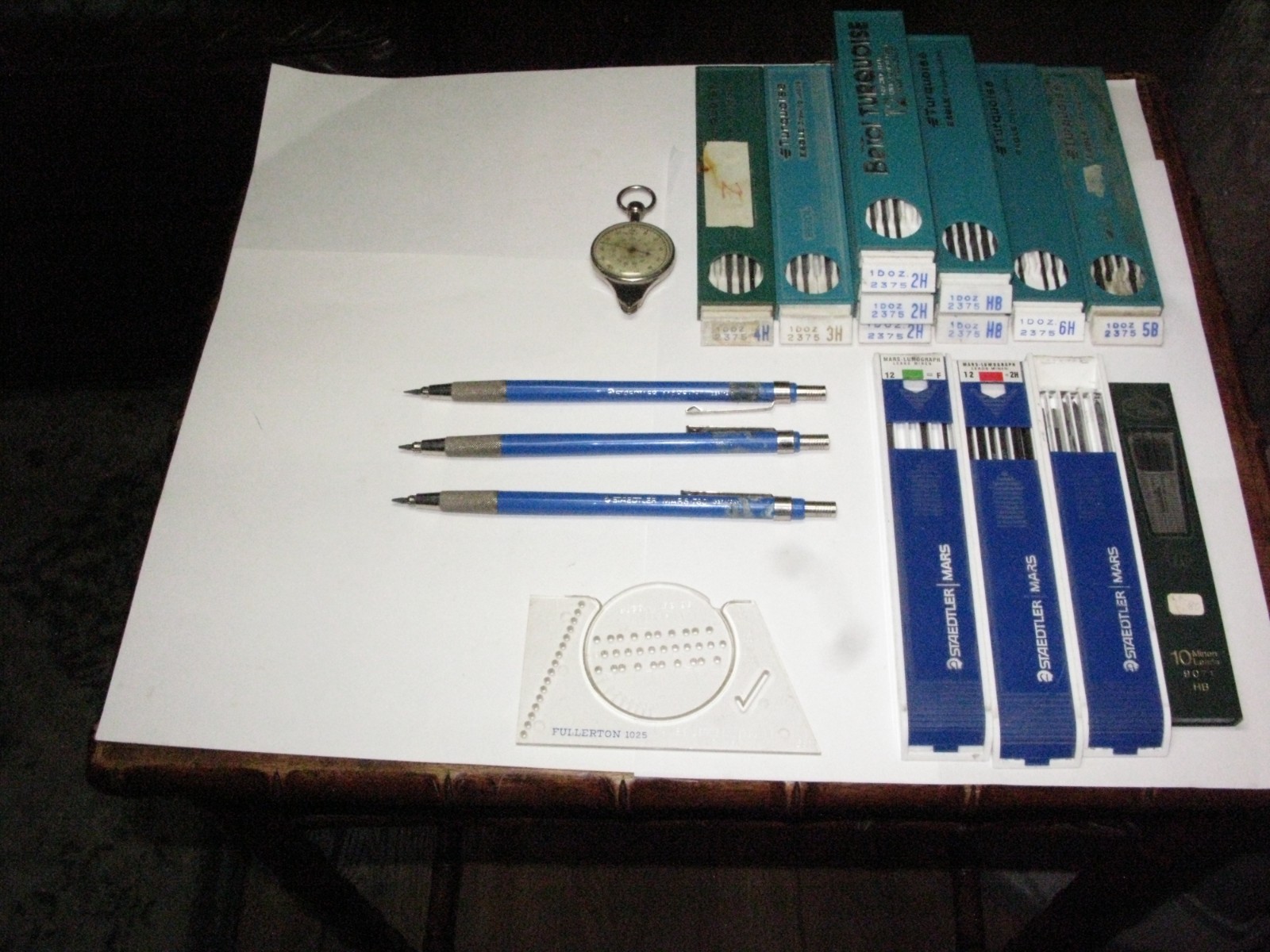 Lot 18 Vintage Staedtler Mars 780 Lead Holders, Leads, Berol Turquoise, Faber