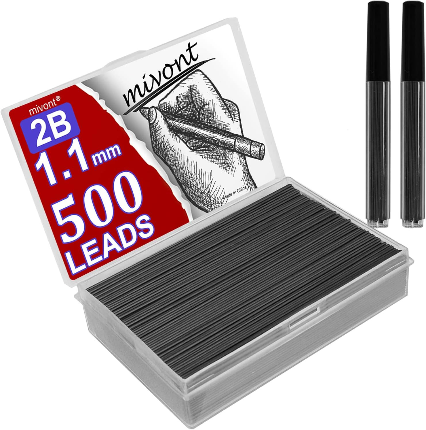 500 Pcs 1.1mm 2B Mechanical Pencil Lead Refills Break Resistant Smooth Writing