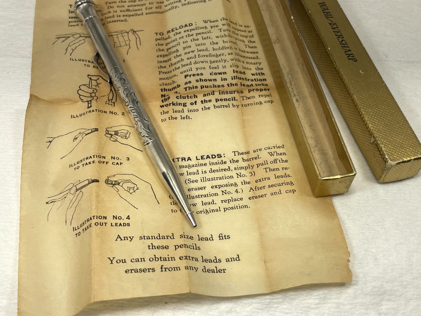 Vintage EVERSHARP Mechanical Pencil ~ STERLING w/Floral Engraving ~ MASONIC Seal