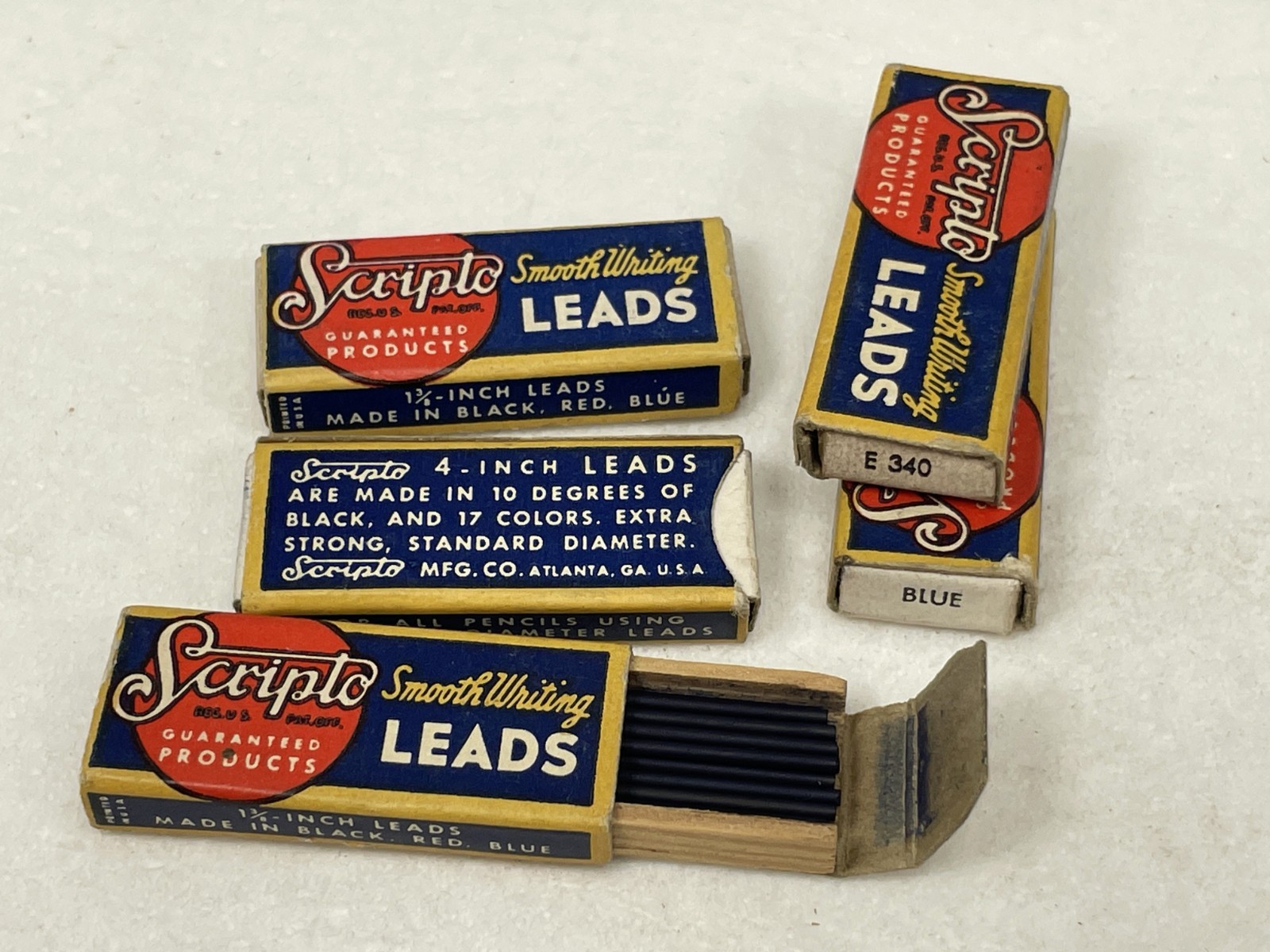 Vintage nos SCRIPTO Mech. Pencil Leads ~ BLUE .046 1.18mm 12 pcs ~$5 ship/+Free