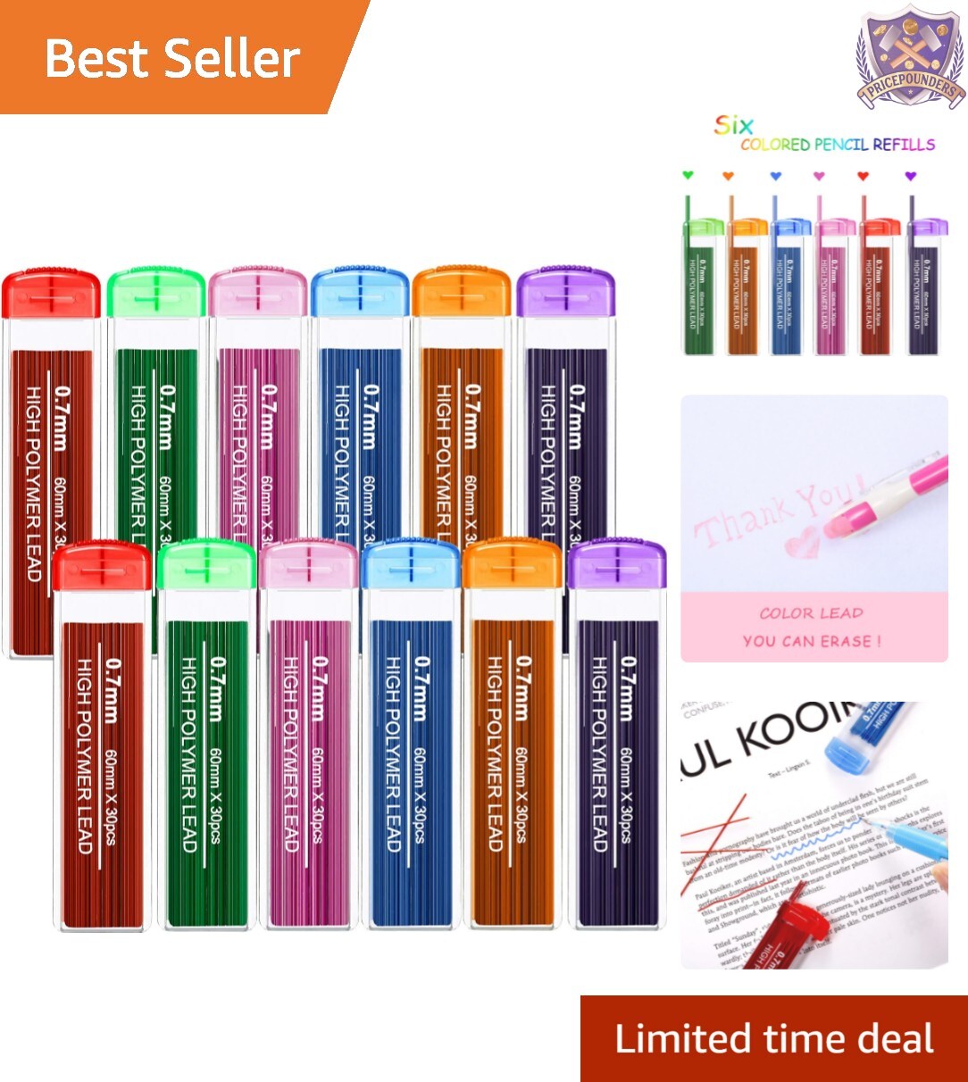 Smooth Writing 0.7mm Color Pencil Lead Refills – 360 Count for Art & Office