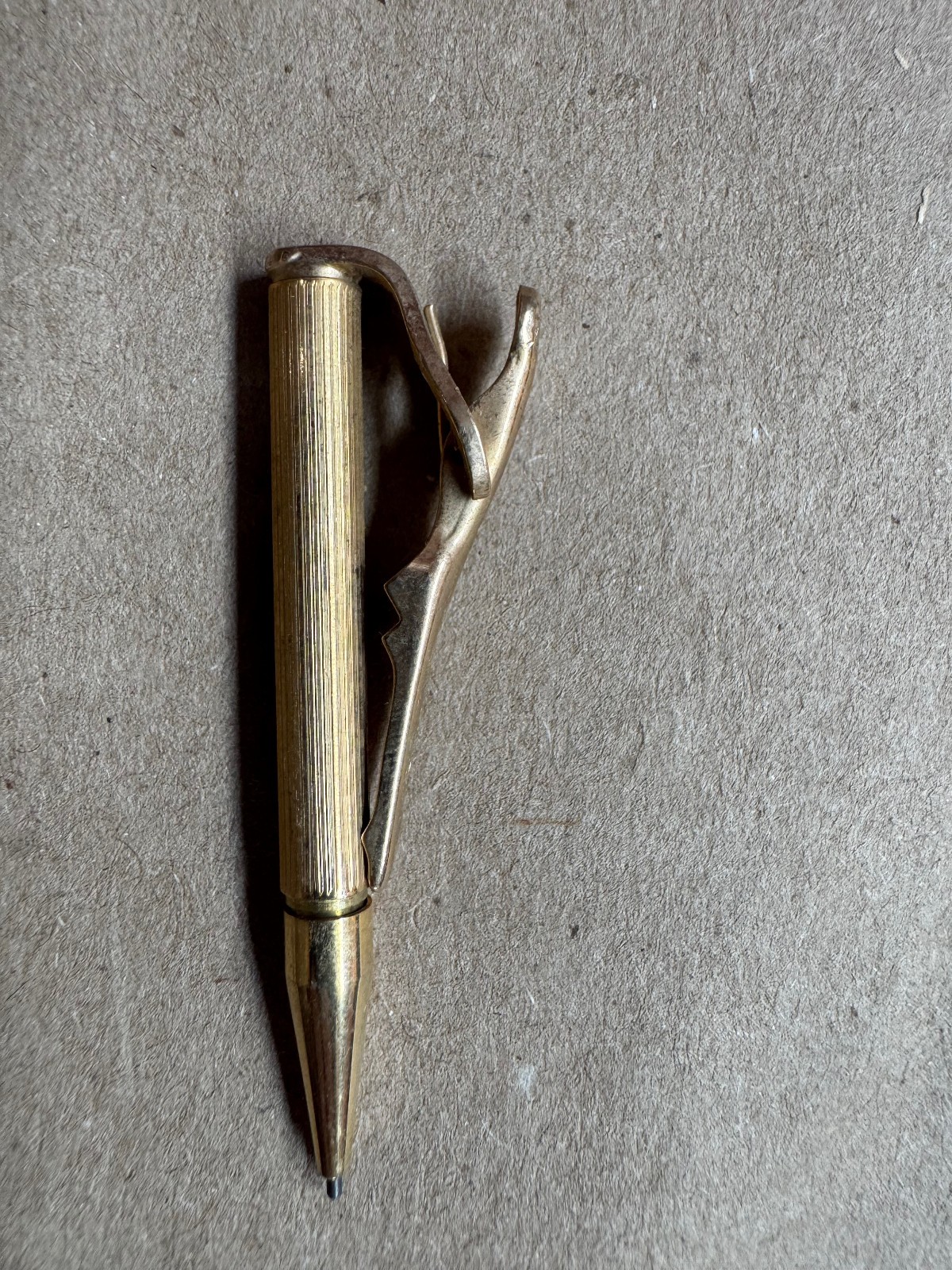 Swank Vintage Small Gold-Tone Mechanical Pencil with Pocket Clip/Tie Clasp Bar