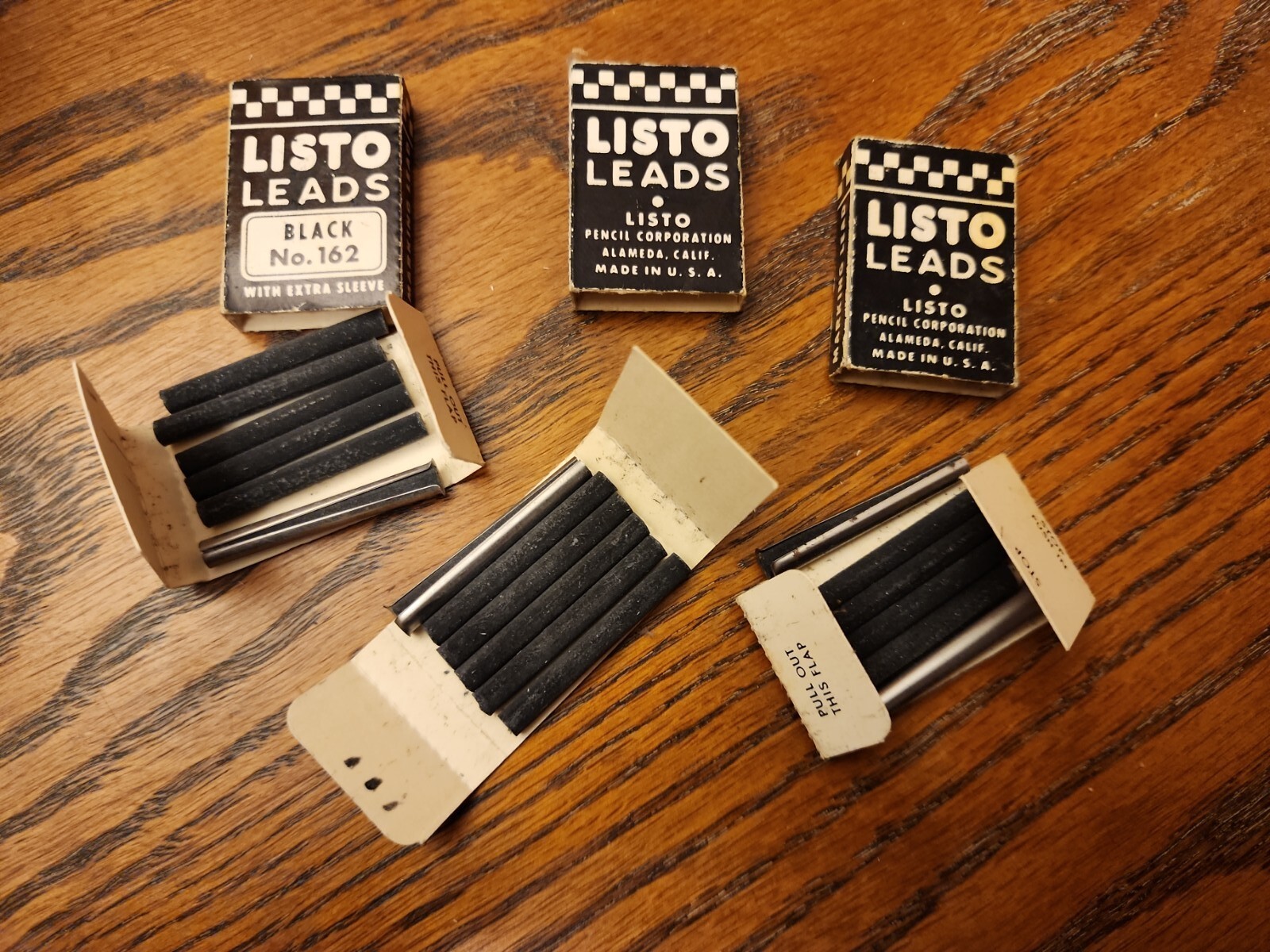 Vintage LISTO Pencil Corporation 4mm Black No. 162 Marking Lead 3 Packages NOS