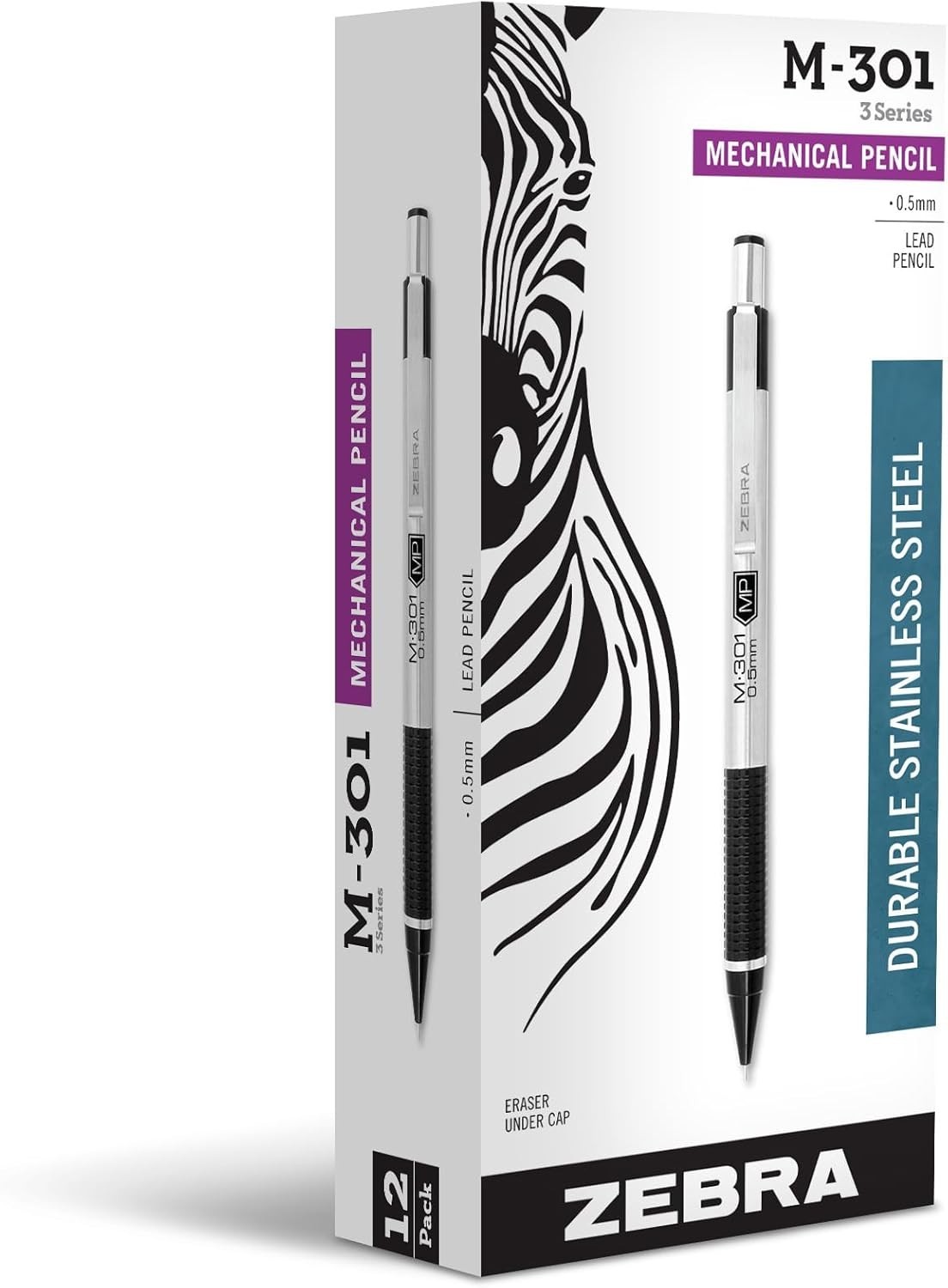 Durable 0.5mm Fine Point Mechanical Pencils with Built-in Eraser, 12-Pack Set
