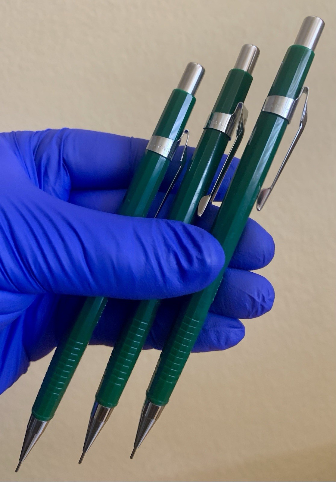 Three Vintage Green Mechanical Pencil PENTEL P205 : 0.5mm Japan