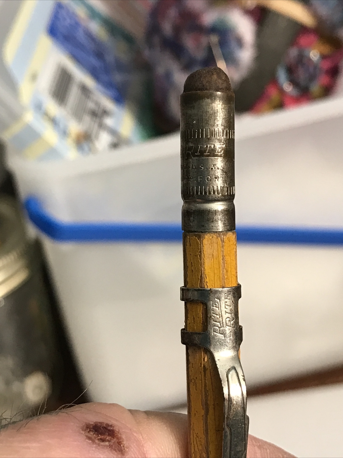 RARE Early Rite-Rite Wood Barrel Mechanical Pencil Yellow Blank Works