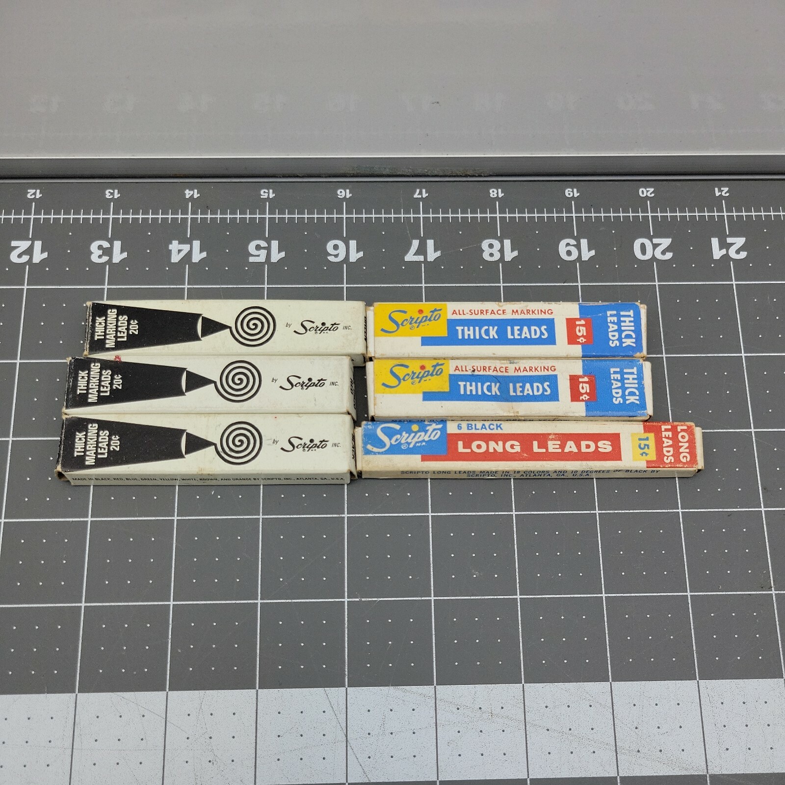 Vintage Scripto Mechanical Pencil Refills Black Green & Red Leads Lot of 6