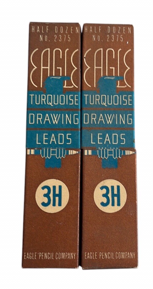 Vtg EAGLE Turquoise Pencil Drawing Leads~3H #2375~x2 Pkgs~6 In Each~total 12