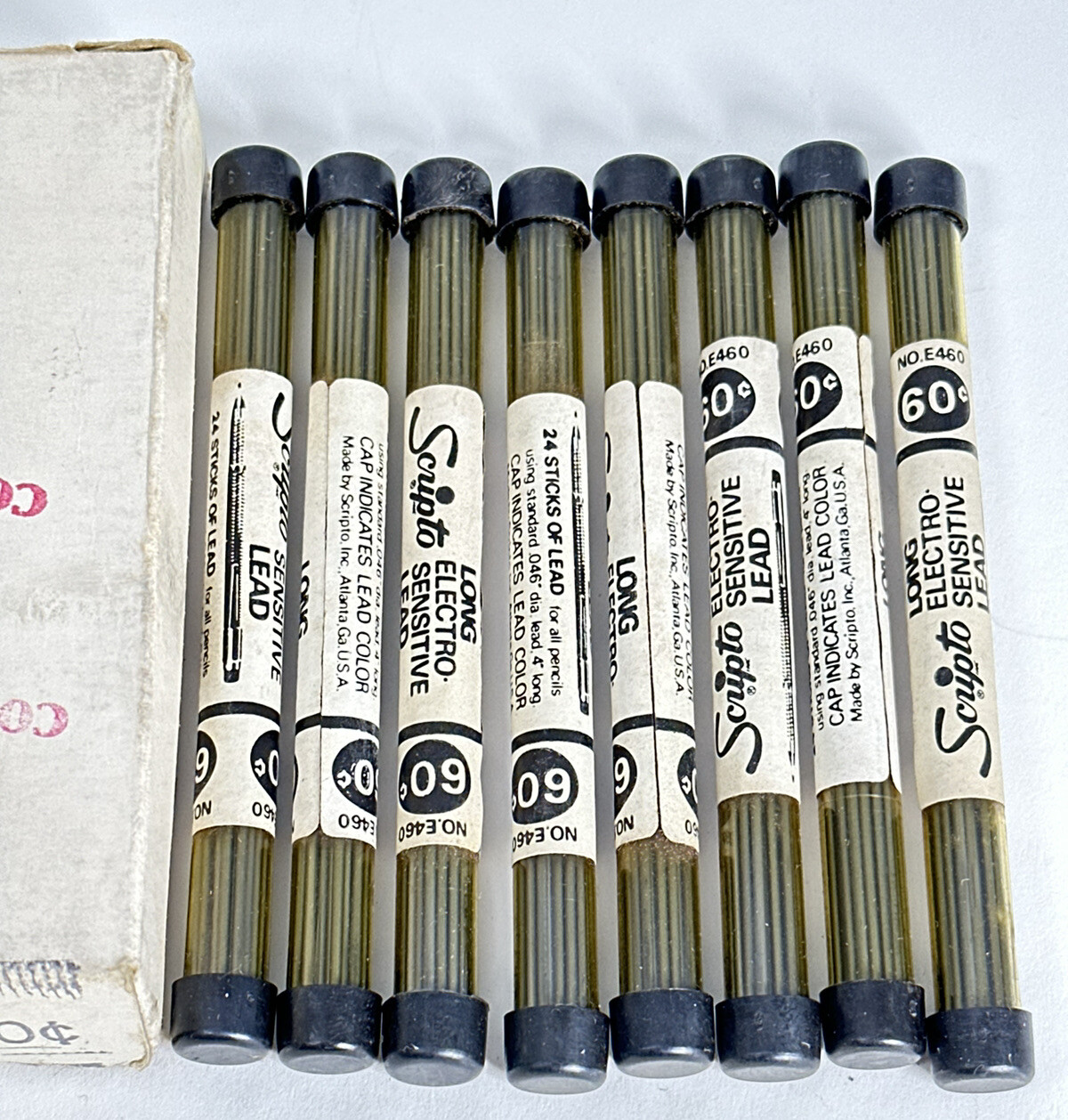 LOT OF 8 TUBES NOS Scripto E460 Long Electro Sensitive Lead original box! .046