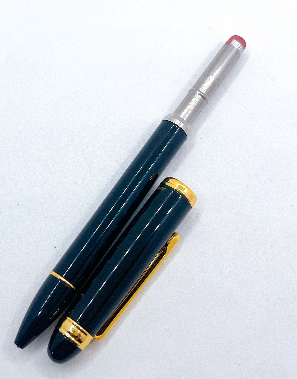 NOS Platinum Mechanical Pencil 0.5 mm Black Gold Trim Push Cap Functional