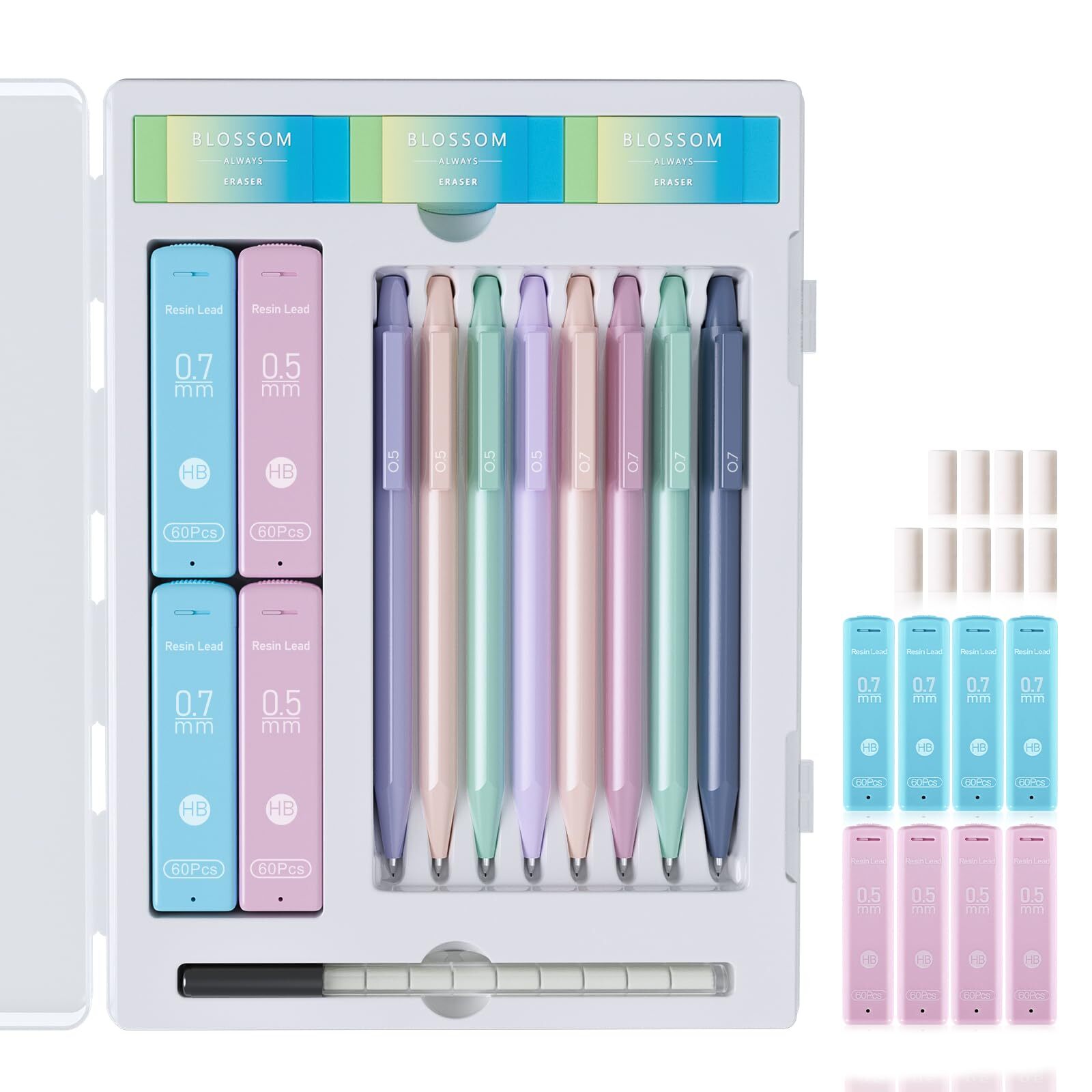 20PACK Mechanical Pencil 8Pcs 0.5 0.7mm Mechanical Pencils Set With Eraser an…