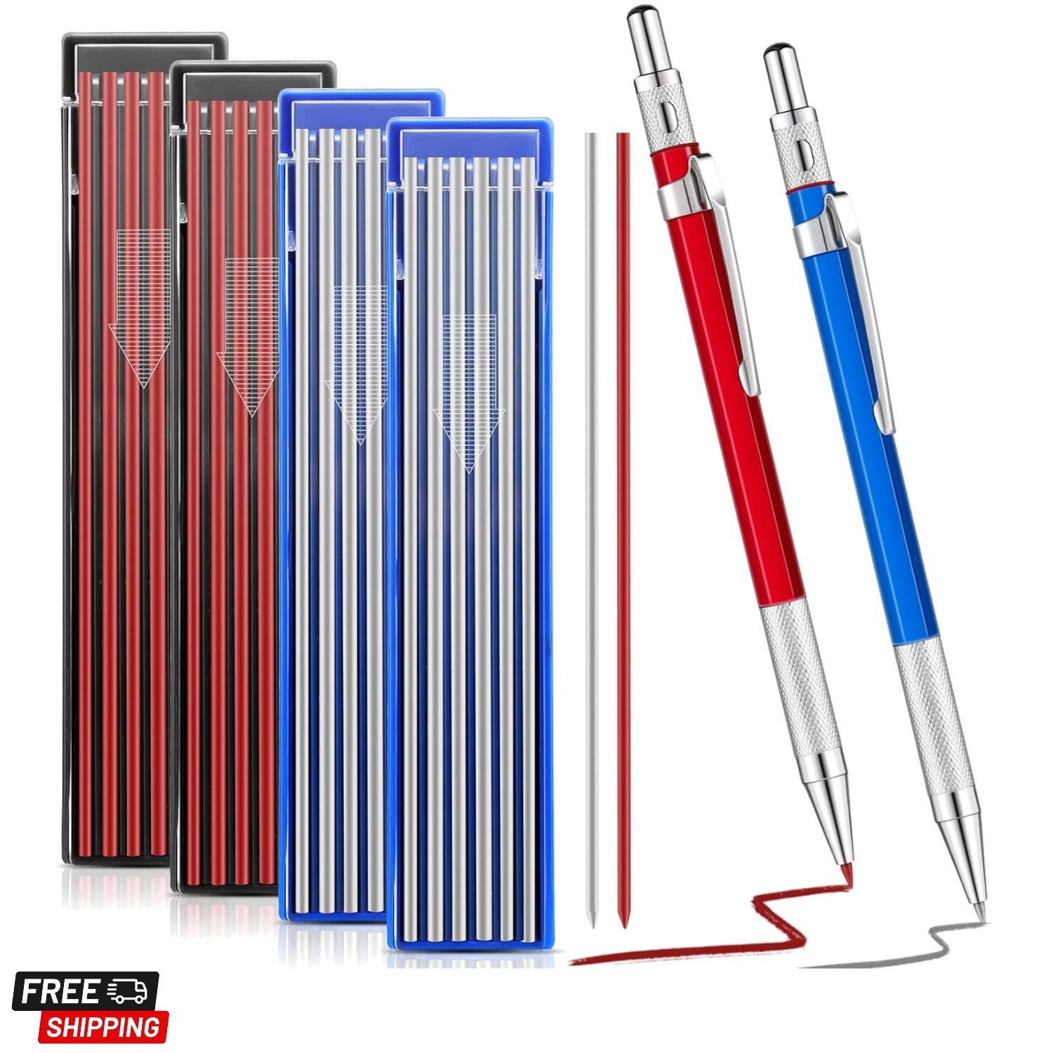 2 Pcs Welders Pencil with 48 PCS Round Refills Mechanical Pencils Metal Weldi…