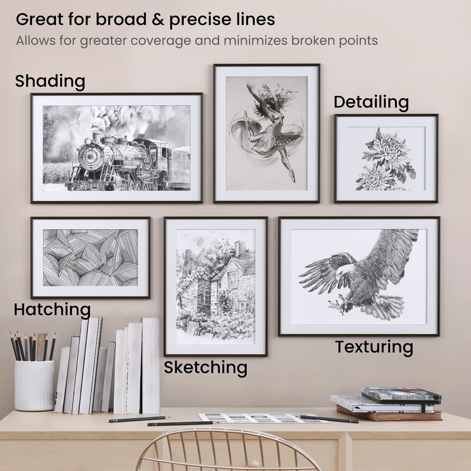 ARTEZA Drawing Sketch Pencils Set of 12, Graphite 1 Count (Pack 12), Black