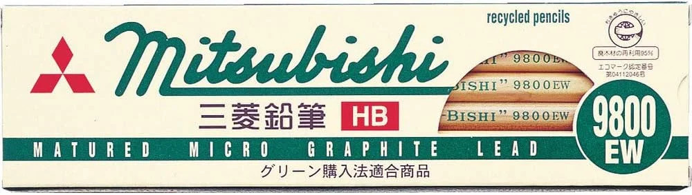 Mitsubishi Pencil K9800EWHB Recycled Pencils, 9800EW HB, 1 Dozen