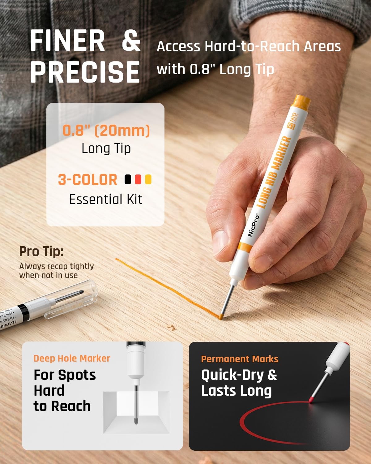 Nicpro 2 Pack CP1000 Carpenter Pencil with Sharpener, Mechanical Carpenter Pe…